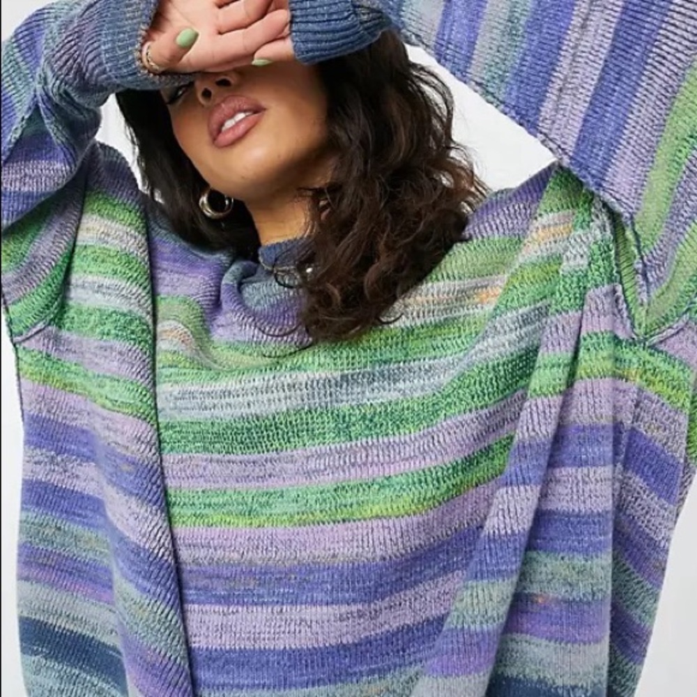 Free People Easy Street Space Dye Sweater in Starling Combo NWT size S